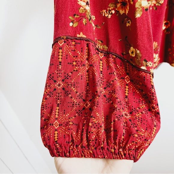 Maurice’s Burgundy Floral Peasant Blouse - Picture 2 of 6